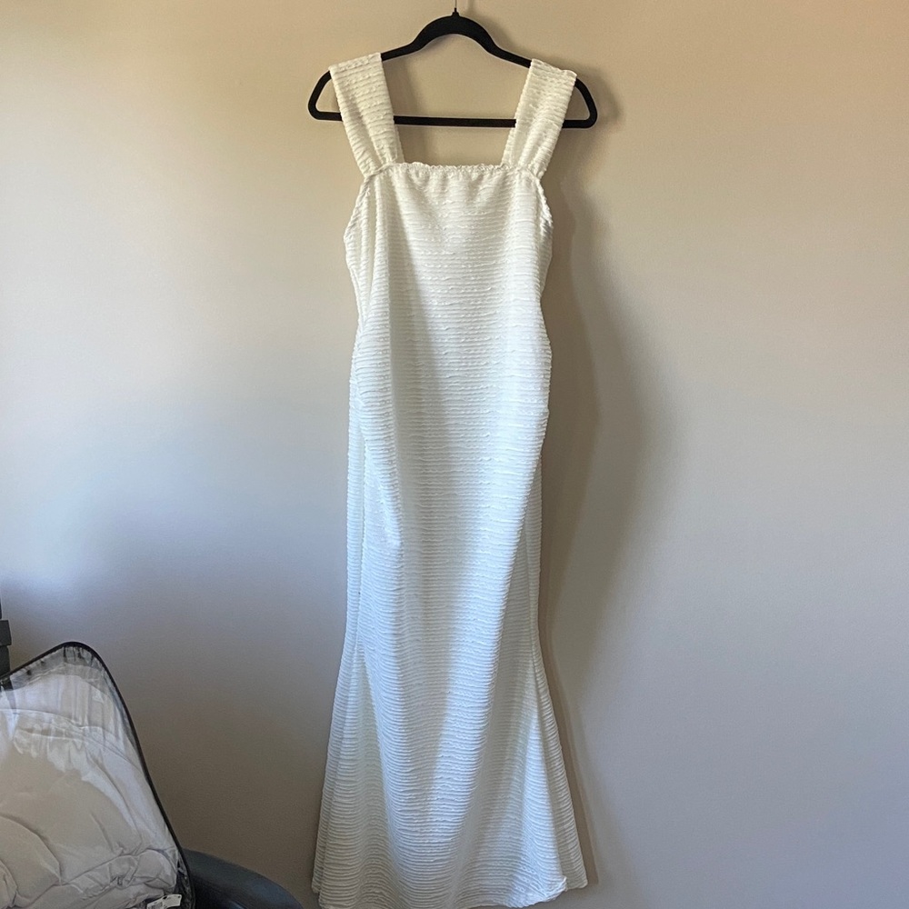 White Textured Maxi Dress